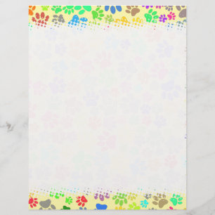 Colourful Cute Puppy Paw Prints  Custom Letterhead
