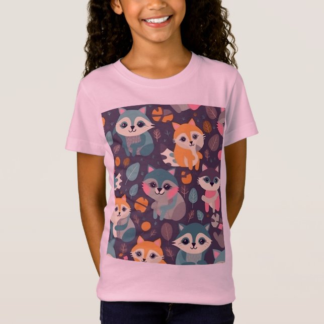 Colourful Cute Racoon T-Shirt (Front)