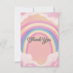 Colourful Cute Rainbow and Clouds Thank You Card