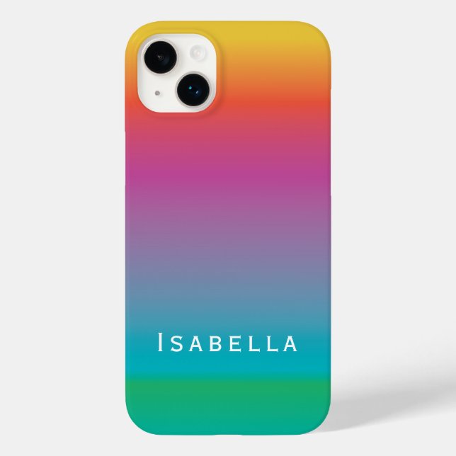 Colourful Cute Rainbow Gradient Ombre Monogram Case-Mate iPhone Case (Back)