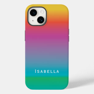 Colourful Cute Rainbow Gradient Ombre Monogram iPhone 14 Case