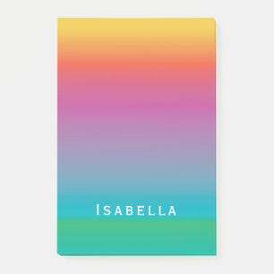 Colourful Cute Rainbow Gradient Ombre Monogram Post-it Notes
