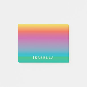 Colourful Cute Rainbow Gradient Ombre Monogram Post-it Notes