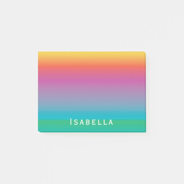 Colourful Cute Rainbow Gradient Ombre Monogram Post-it Notes (Front)