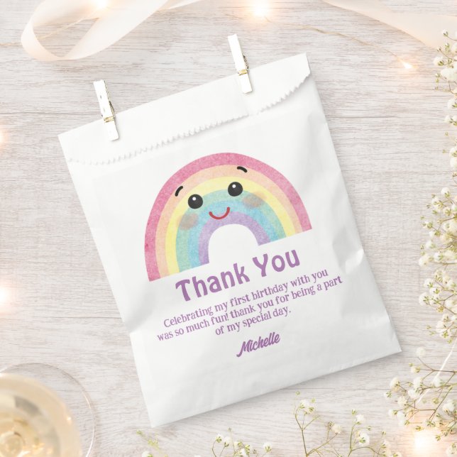 colourful cute rainbow kids birthday pink thank yo favour bags (Clipped)