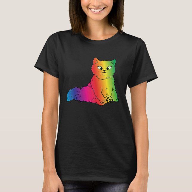 Colourful Cute  Rainbow Kitten Rave Cat Garment T-Shirt (Front)