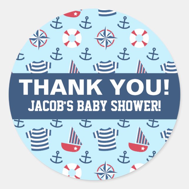 Colourful Cute Sailboat Anchor Nautical Party Classic Round Sticker (Front)