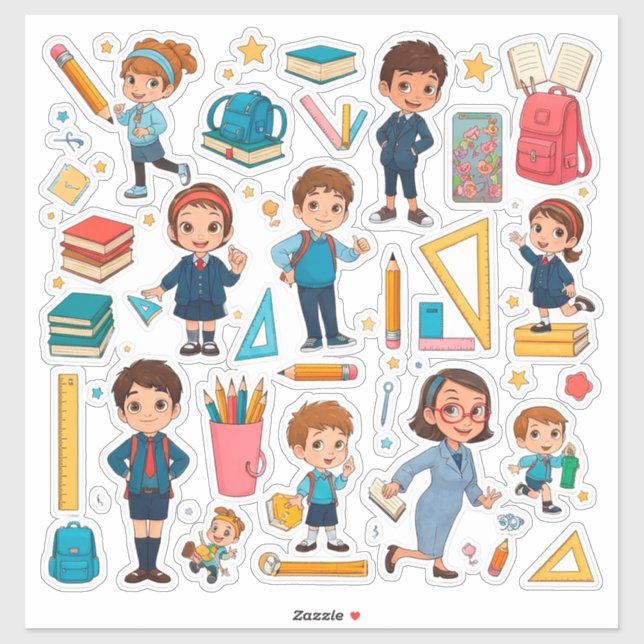 Colourful Cute School Stickers Set (Sheet)