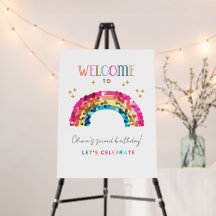 Colourful Cute Sequin Rainbow Welcome sign