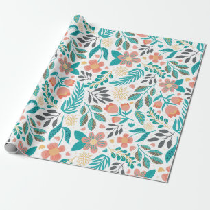 Colourful cute spring flowers pattern tissue paper