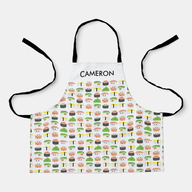 Colourful Cute Sushi Chef Personalised Apron (Front)
