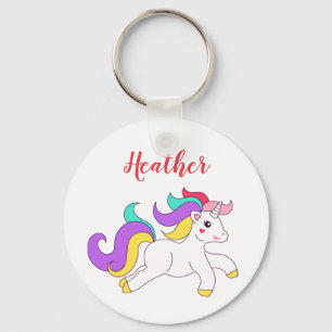Colourful Cute Unicorn Custom Name Keychain