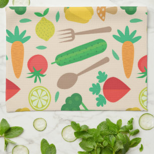 Colourful Cute Vegetable Pattern  Tea Towel