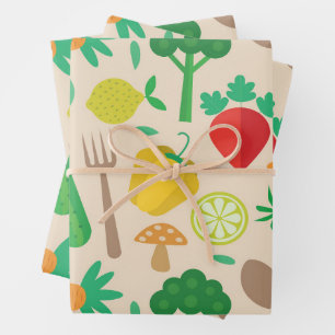 Colourful Cute Vegetable Pattern  Wrapping Paper Sheet