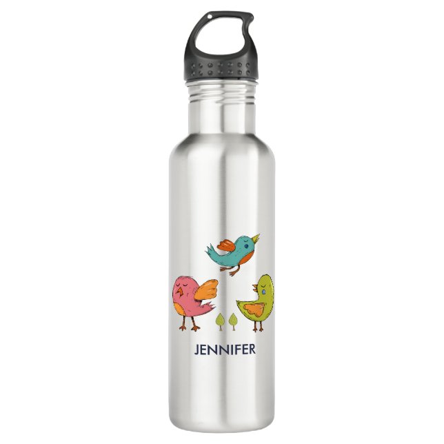 Colourful Cute Whimsical Birds 710 Ml Water Bottle (Front)