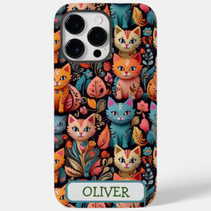 Colourful Cute Whimsical Kittens  Pattern Case-Mate iPhone 14 Pro Max Case
