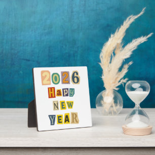 Colourful Cutout "2026 Happy New Year" Collage Plaque
