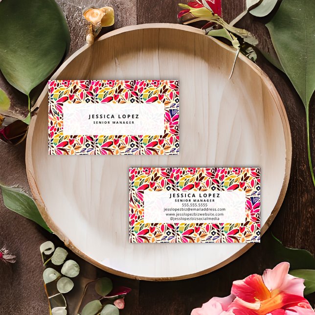 Colourful Cutouts Floral Professional Business Car Card (Creator Uploaded)