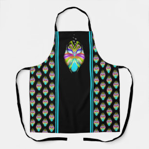 Colourful Cyan and Black Oracle Owl Apron