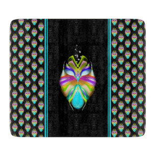 Colourful Cyan and Black Oracle Owl Cutting Board
