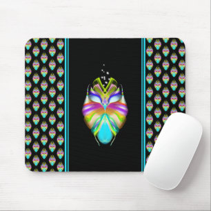 Colourful Cyan and Black Oracle Owl Mouse Mat