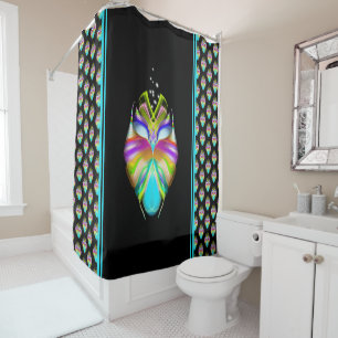 Colourful Cyan and Black Oracle Owl Shower Curtain