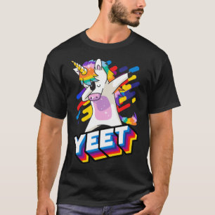 Colourful Dabbing Dancing Unicorn Celebration Yeet T-Shirt