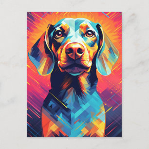 Colourful Dachshund Art Postcard
