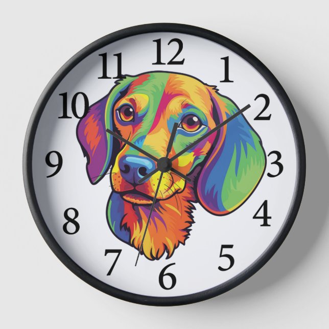 Colourful Dachshund Clock (Front)