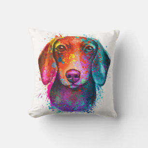 Colourful Dachshund Dog Art Illustration Cushion