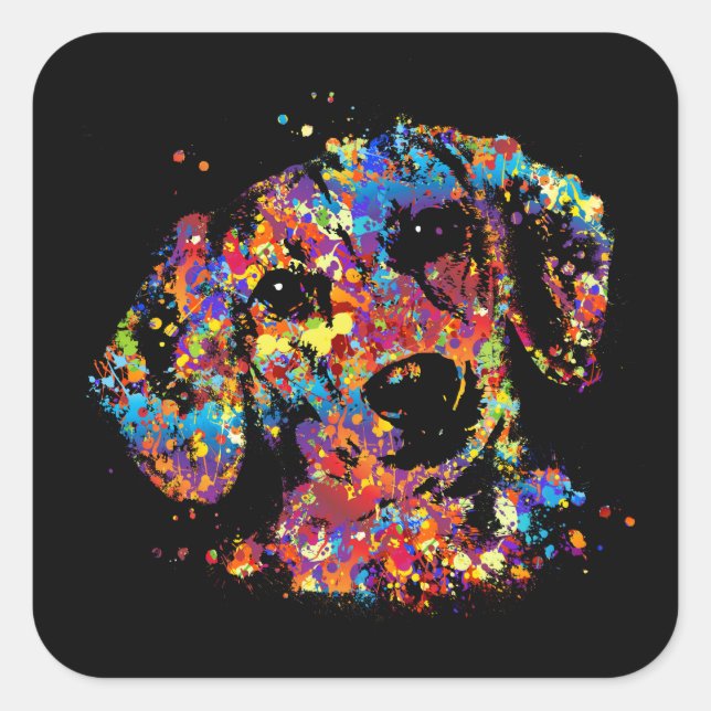 Colourful Dachshund dog  - Doxie Square Sticker (Front)