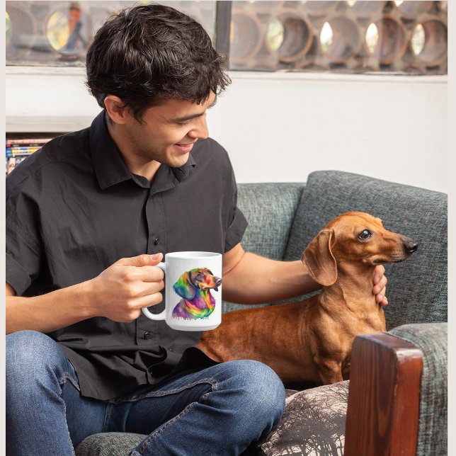 Colourful Dachshund Dog  Pet Coffee Mug, Cup (Dachshund Dog coffee mug cup)