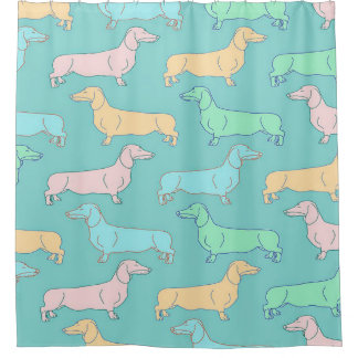 Colourful dachshund dogs|Anatomy Of A Dachshund |  Shower Curtain