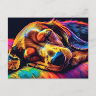 Colourful Dachshund sleeping Postcard