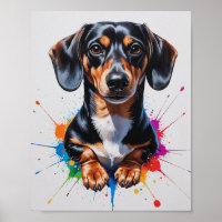 Colourful Dachshund Watercolor Art
