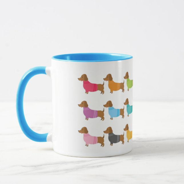 Colourful Dachshunds Coffee Mug (Left)