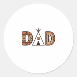Colourful Dad Teepee Lettering Shirt Design_1 Classic Round Sticker