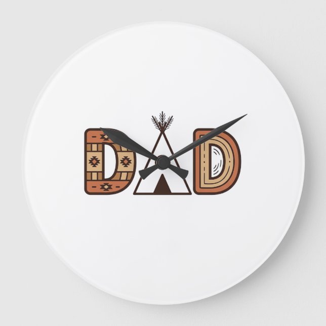 Colourful Dad Teepee Lettering Shirt Design_1 Large Clock (Front)