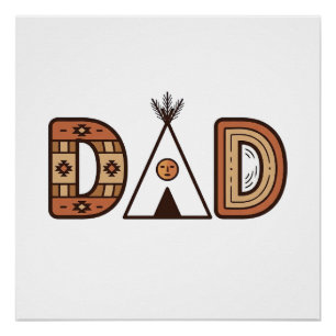 Colourful Dad Teepee Lettering Shirt Design_1 Poster