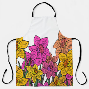 Colourful Daffodils Flowers Design Apron