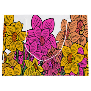 Colourful Daffodils Flowers Design Large Gift Bag