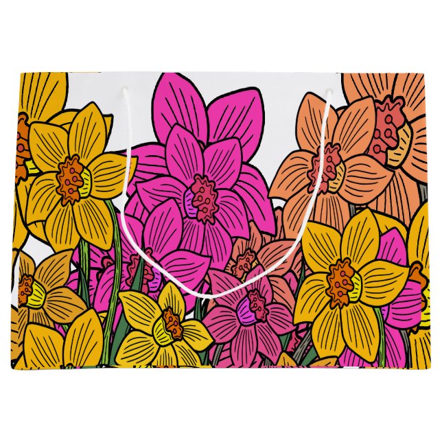 Colourful Daffodils Flowers Design Large Gift Bag (Front)