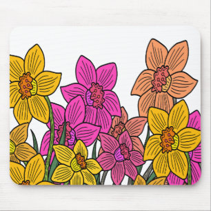 Colourful Daffodils Flowers Design Mouse Mat