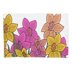 Colourful Daffodils Flowers Design Pillowcase
