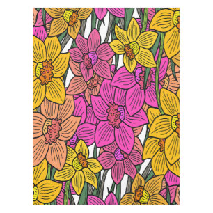Colourful Daffodils Flowers Design Tablecloth