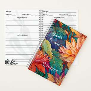 Colourful Dahlia Floral Tapestry Recipe Notebook