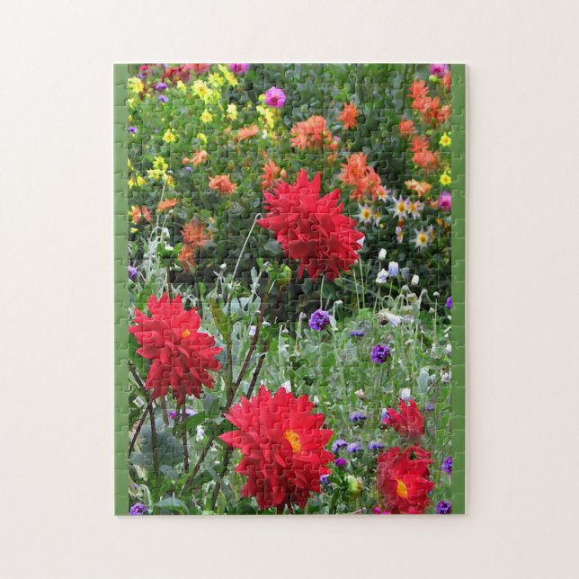 Colourful Dahlia Flower Garden Floral Puzzle (Vertical)