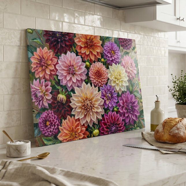 Colourful Dahlia Flowers Cutting Board (Creator Uploaded)