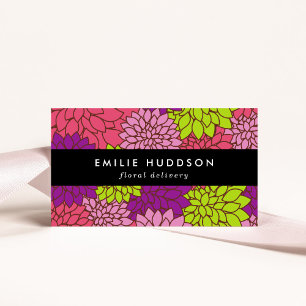 Colourful Dahlia Flowers, Floristry, Flower Shop Business Card