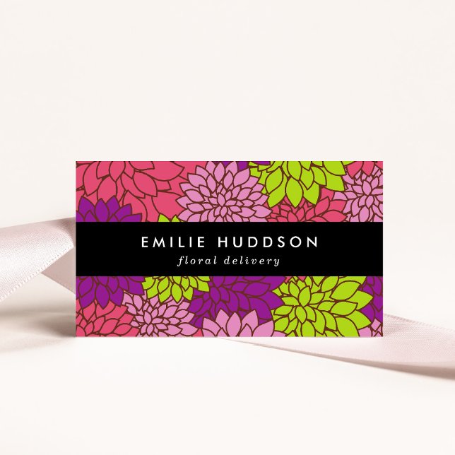 Colourful Dahlia Flowers, Floristry, Flower Shop Business Card (Creator Uploaded)